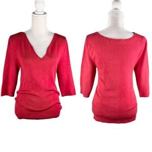 Soft Surroundings Pimi Sweater Medium Red V-Neck Gold Beads